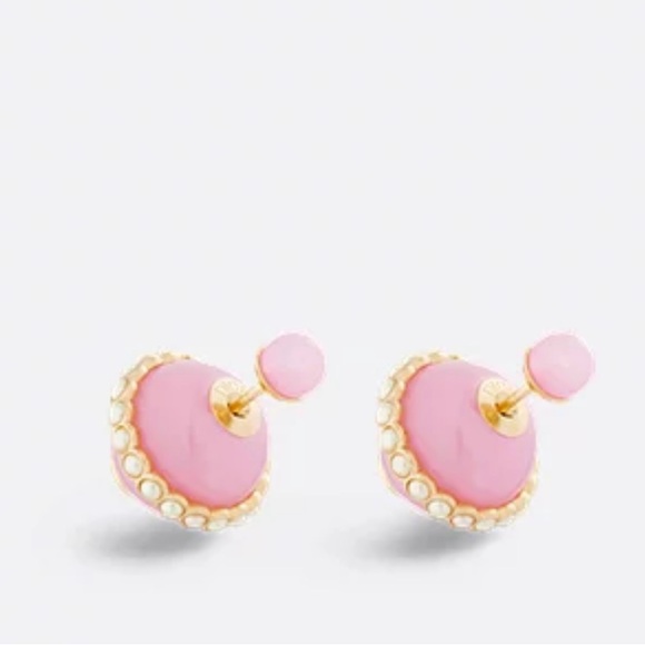 Dior Tribales Earrings Gold-Finish Metal White and Cadmium Pink Resin Pearls - Picture 1 of 6